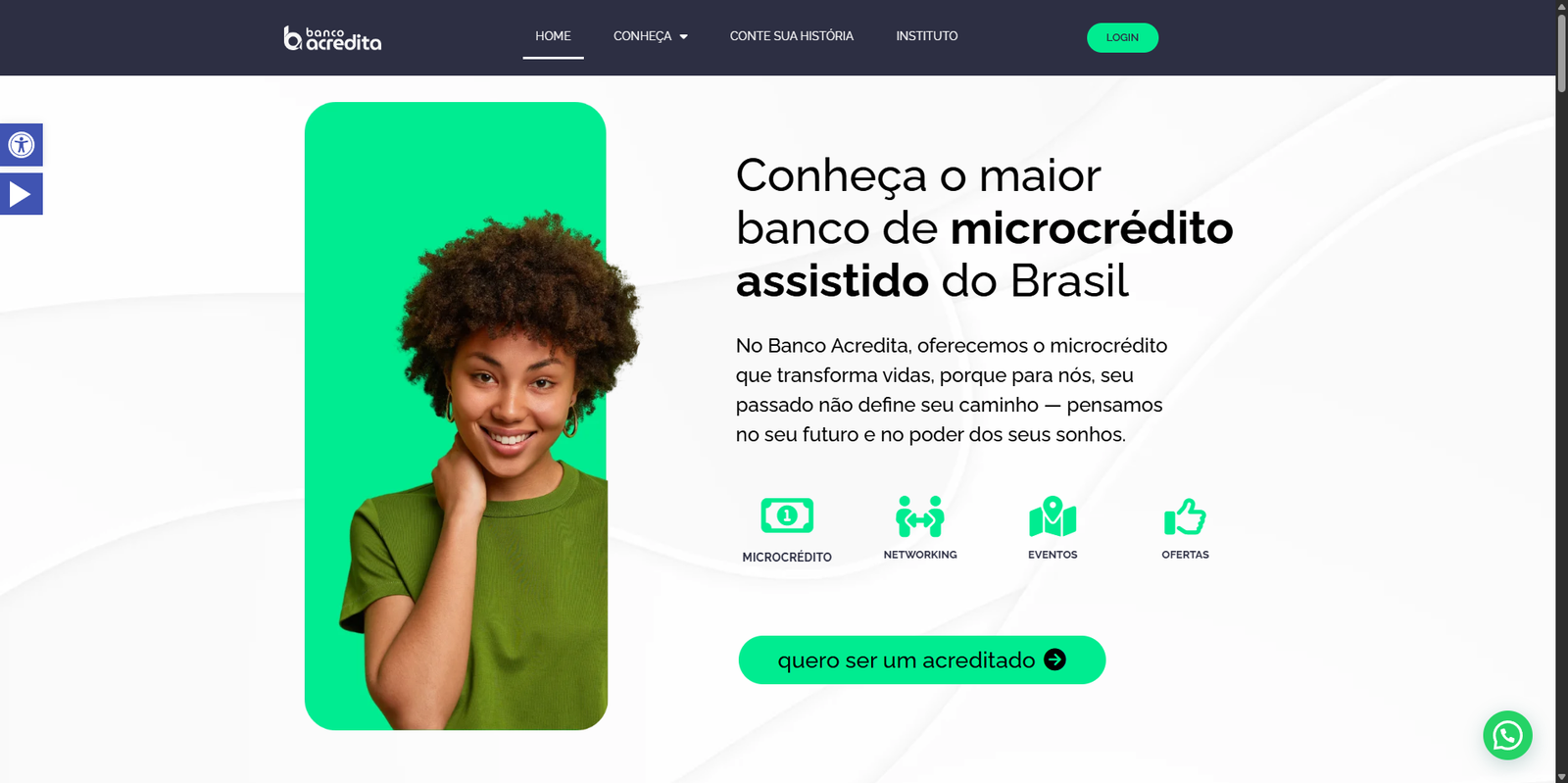 Projeto Banco Acredita — web design desenvolvido pela Demiurge Design