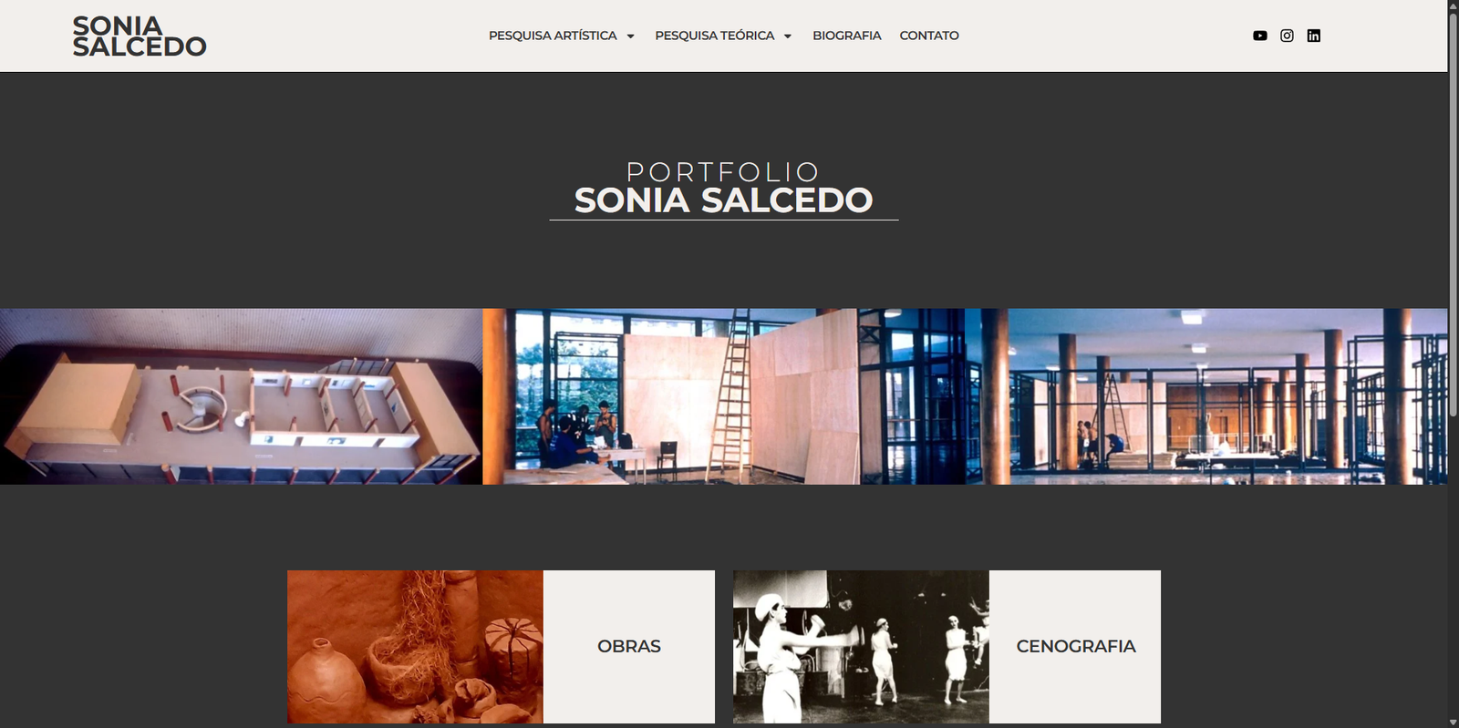 Projeto Sonia Salcedo — web design desenvolvido pela Demiurge Design